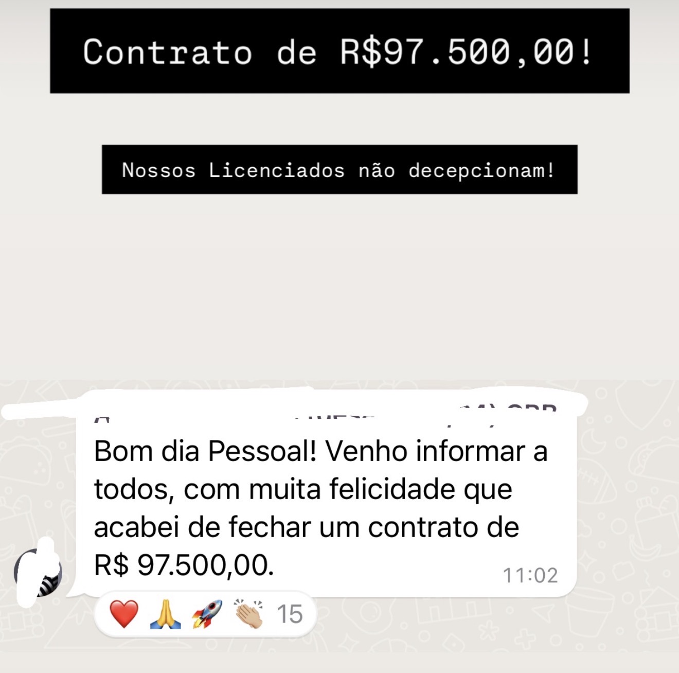 Contrato de R$97.500 fechado por licenciado aplicando o método.