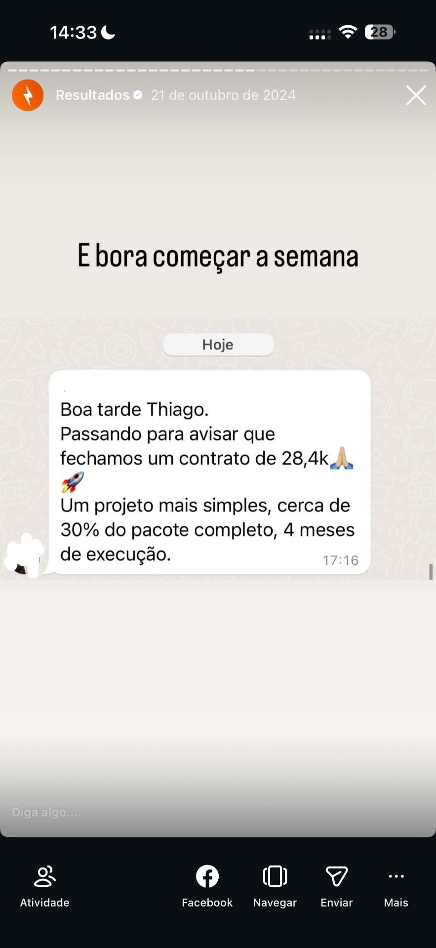 Contrato de R$28.400 fechado por licenciado aplicando o método.